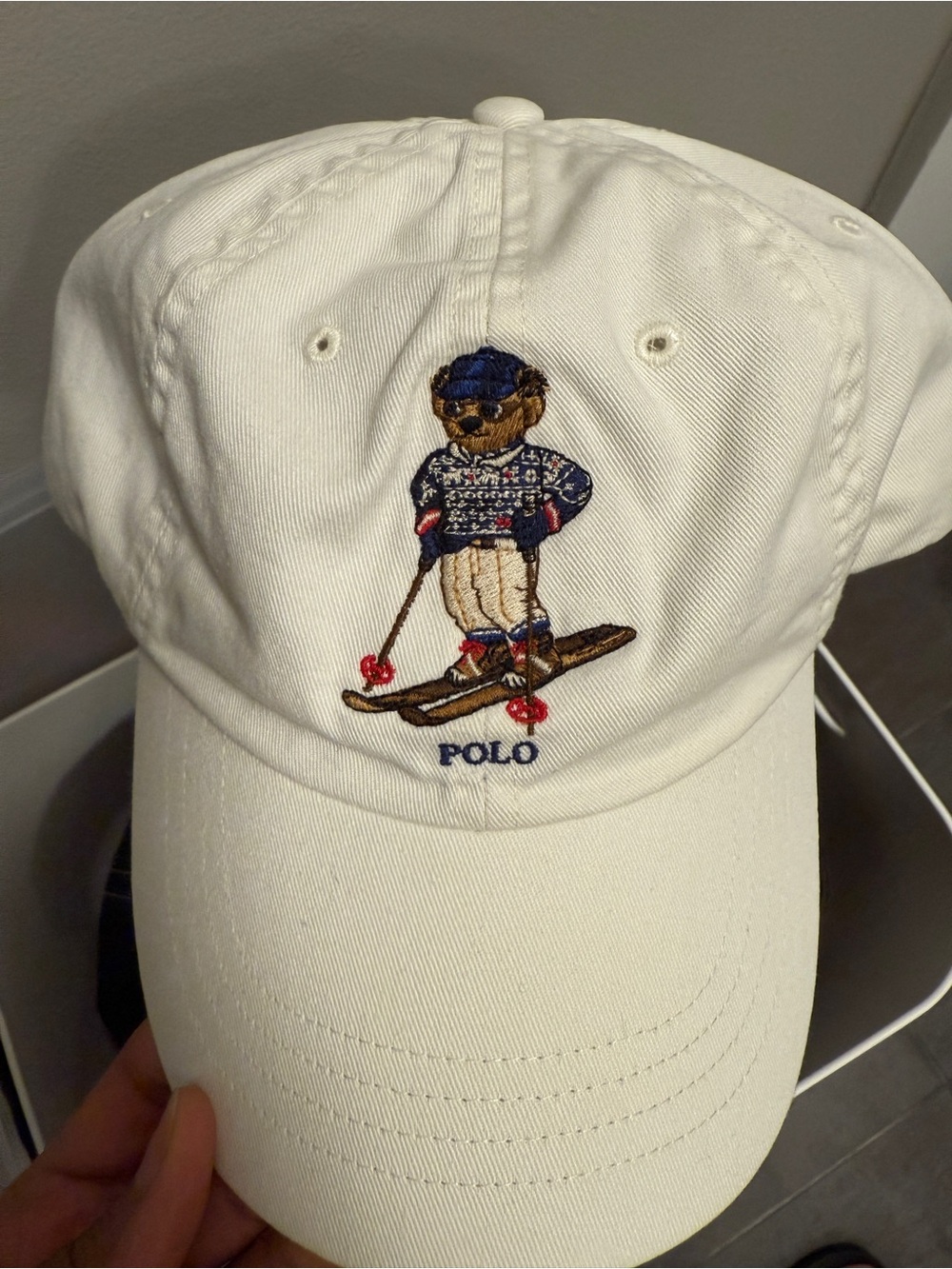 Polo by Ralph Lauren White Ski Bear Baseball Cap